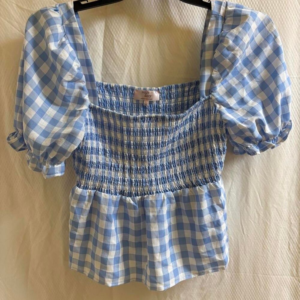 Dizzy-lizzy Women's Blue and White Crop-top